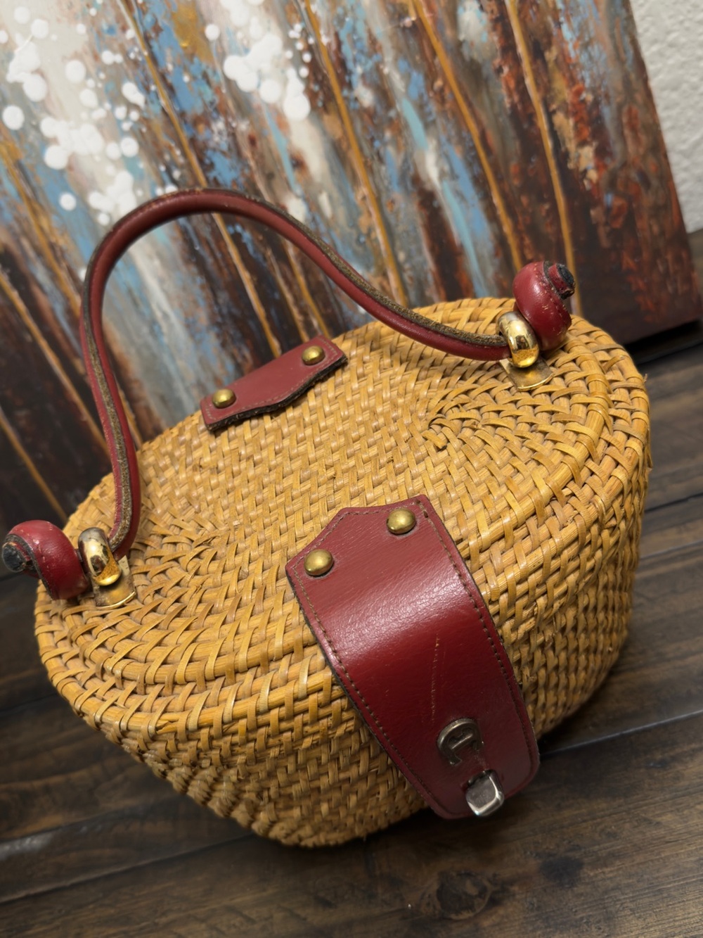 Etienne Aigner VINTAGE 1960's ETIENNE AIGNER Handmade Wicker Basket Handbag - Picture 2 of 12